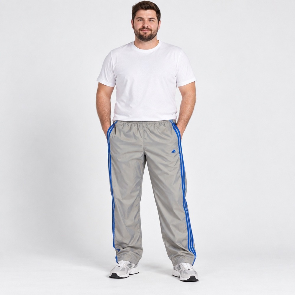 Adidas Mens XL Grey Blue ClimaProof Climalite Mesh Lined Track Pants Running Gym